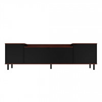 Manhattan Comfort 304AMC226 Mosholu 66.93 TV Stand with 3 Shelves in Black and Nut Brown